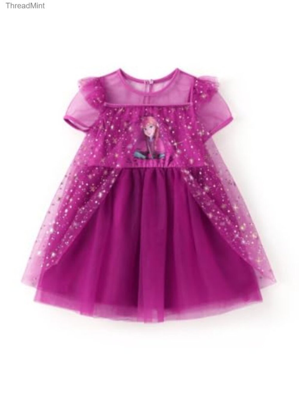 Girls Princess Ruffle Sleeve Tulle Skirt Dress Toddler Casual
